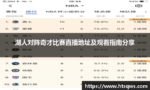 湖人对阵奇才比赛直播地址及观看指南分享